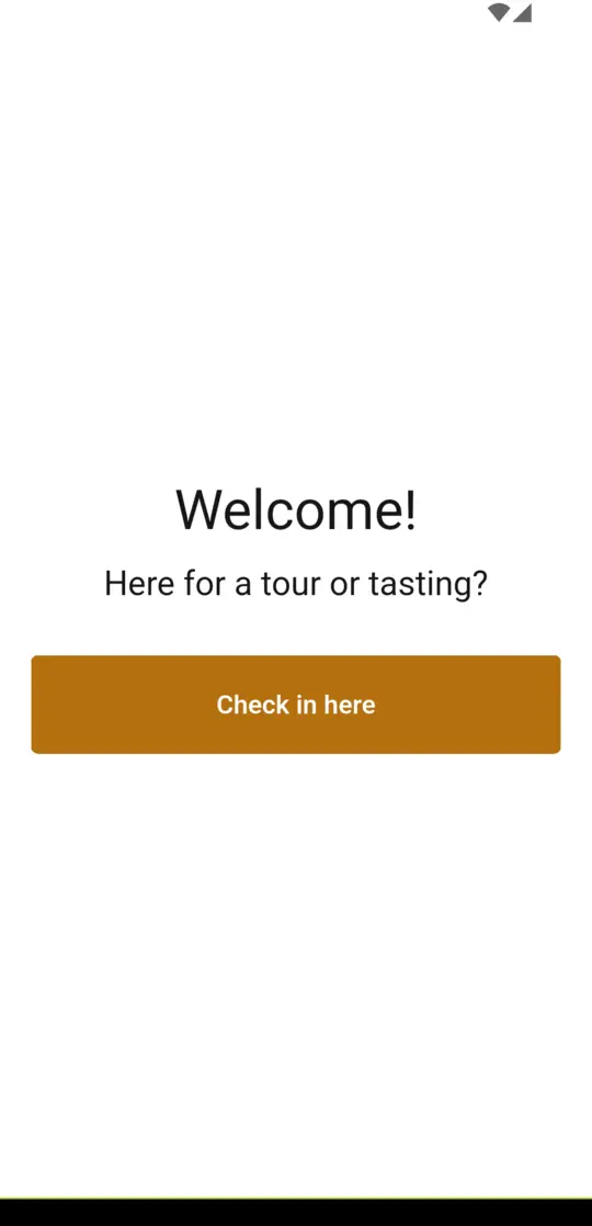 Spirit Sight kiosk check-in: guest-facing welcome screen with a check in button