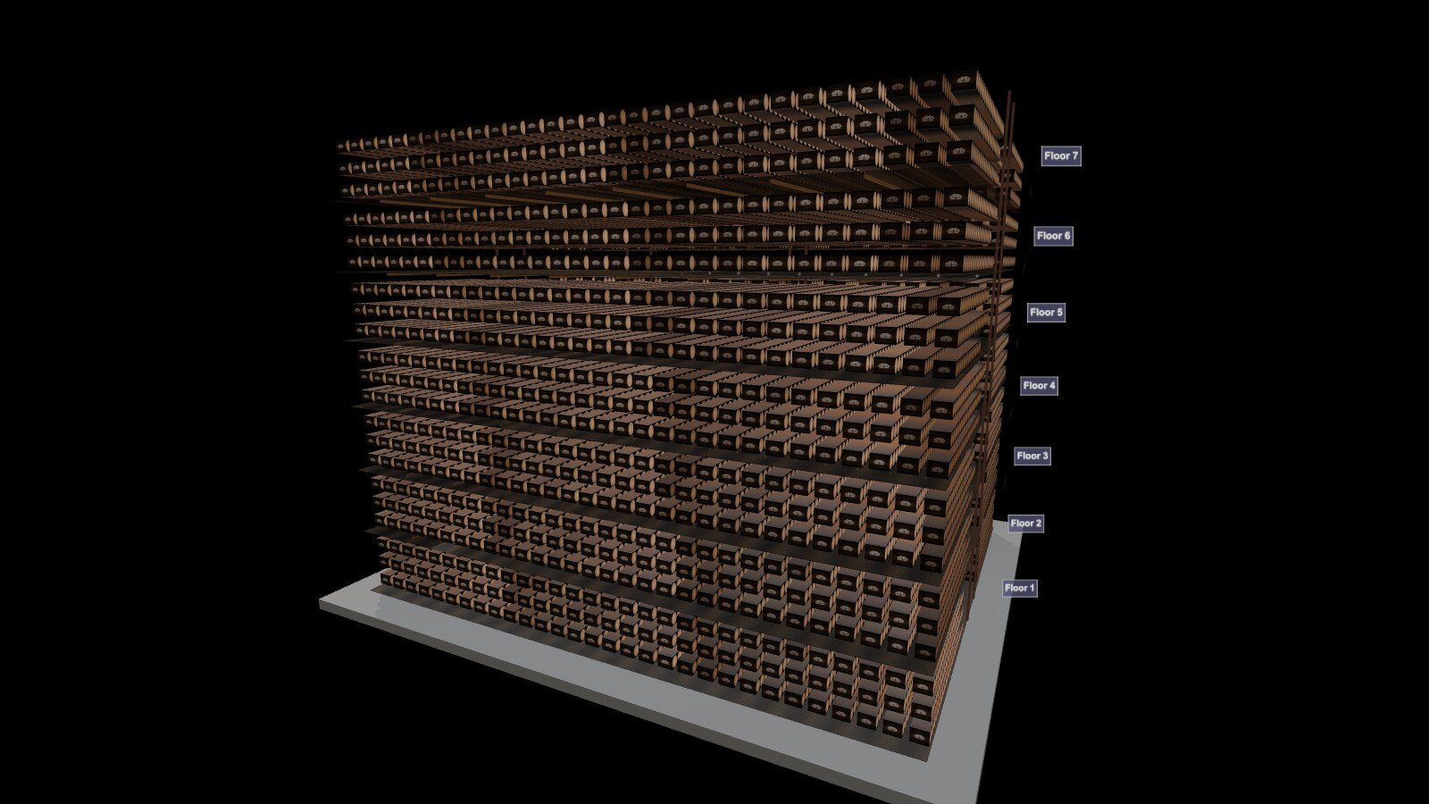 Spirit Sight 3D rickhouse visualization